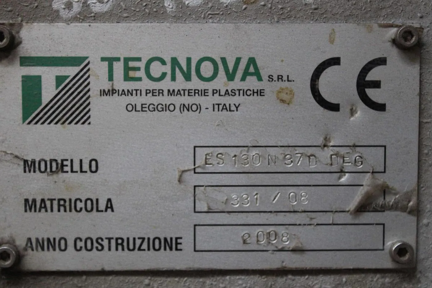 2008 TECNOVA SRL ES 130 N 37 D DEG RI0049 - 3
