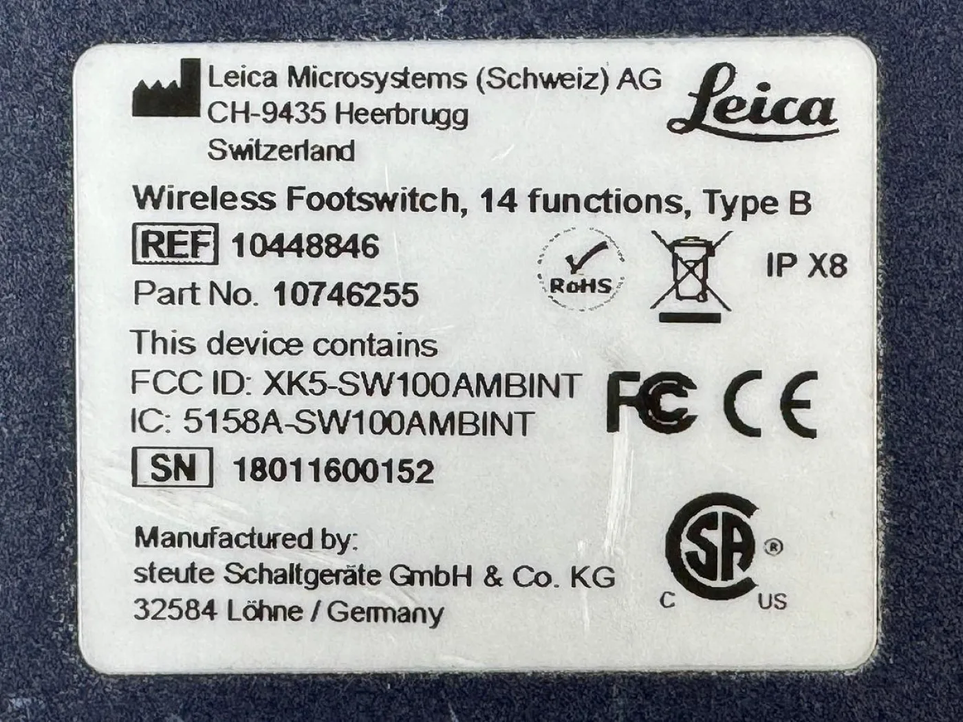 Leica Microsystem Wireless 14 functions FootSwitch REF: 10448846 - 7