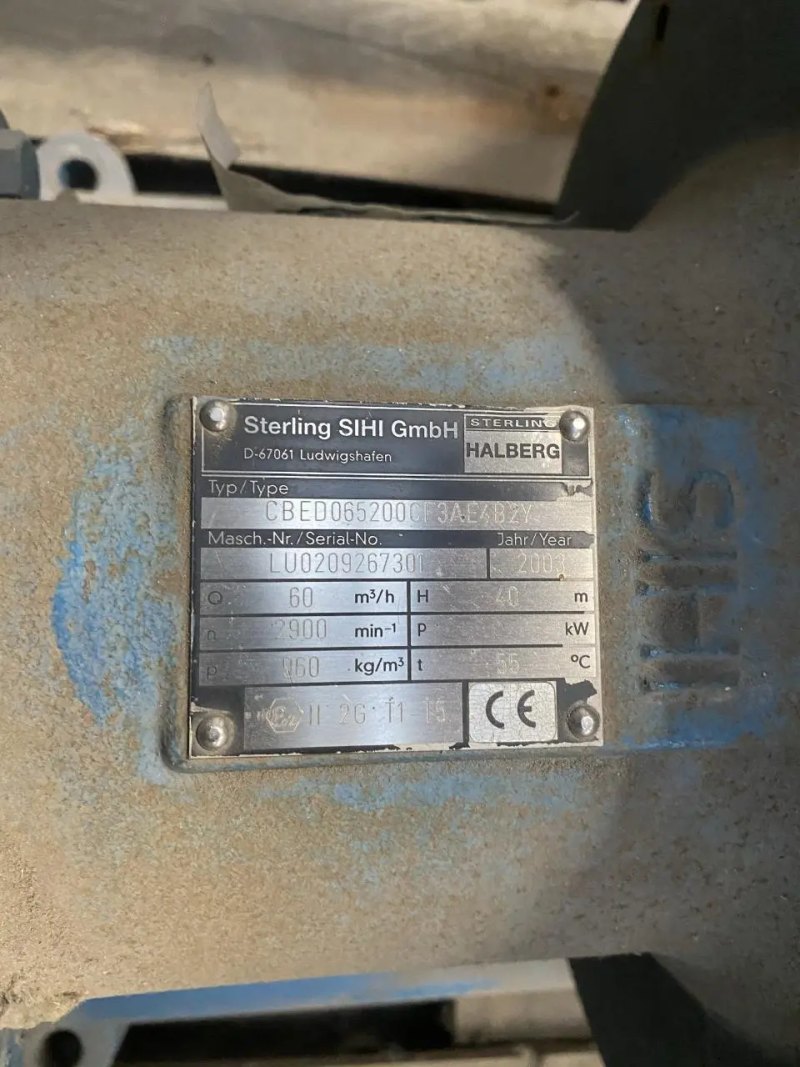 USED STERLING SIHI CBED 065200-187 CF 3AE 4B 2 CENTRIFUGAL CHEMICAL PROCESS PUMP