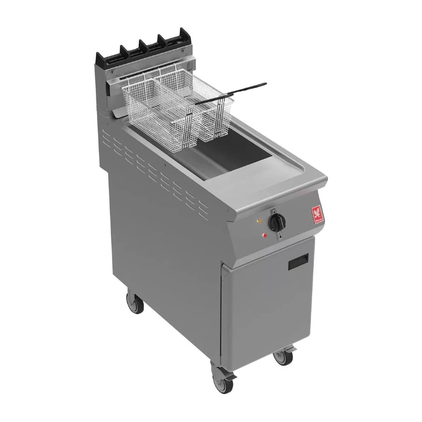 Falcon F900 Twin Basket Fryer with Fryer Angel on Castors Natural Gas - islandcatering - 1