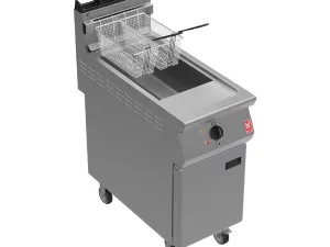 Falcon F900 Twin Basket Fryer with Fryer Angel on Castors Natural Gas - islandcatering
