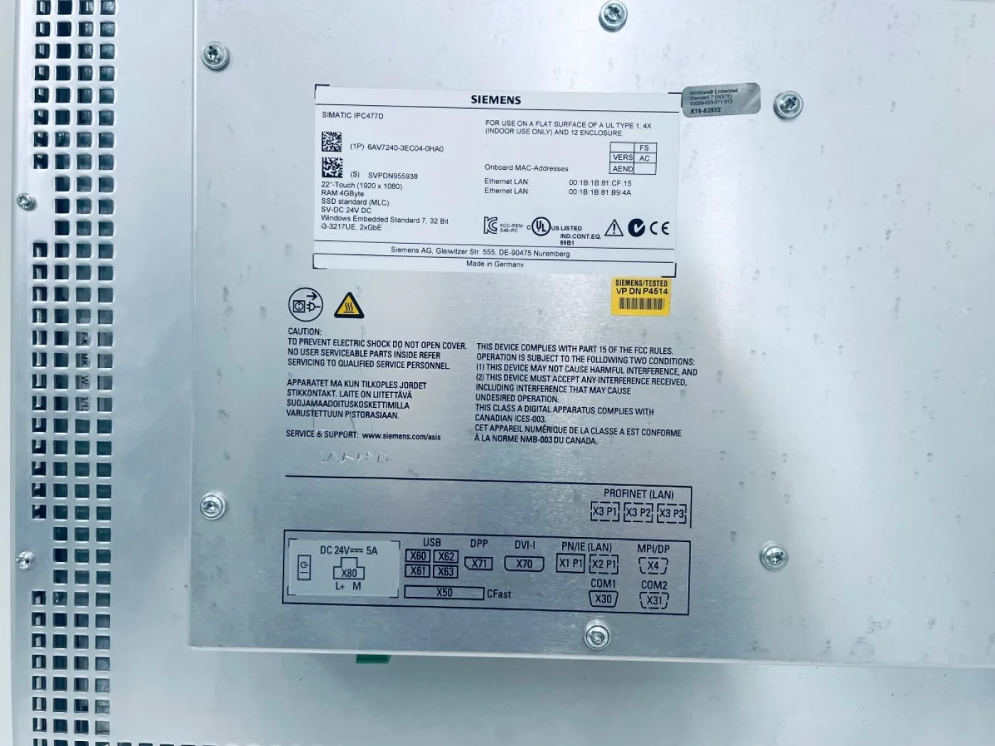Siemens SIMATIC HMI IPC 477D 6AV7240-3EC04-0HA0 - 3