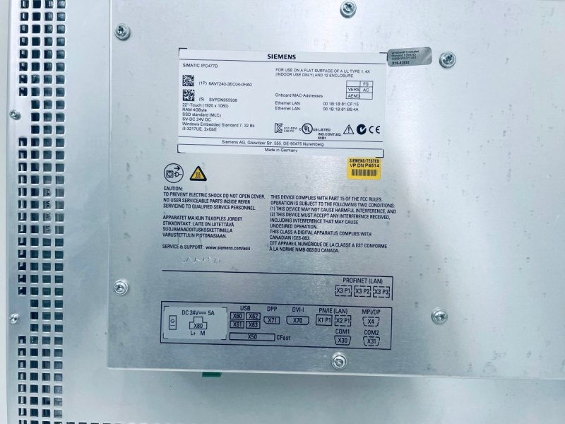 Siemens SIMATIC HMI IPC 477D 6AV7240-3EC04-0HA0