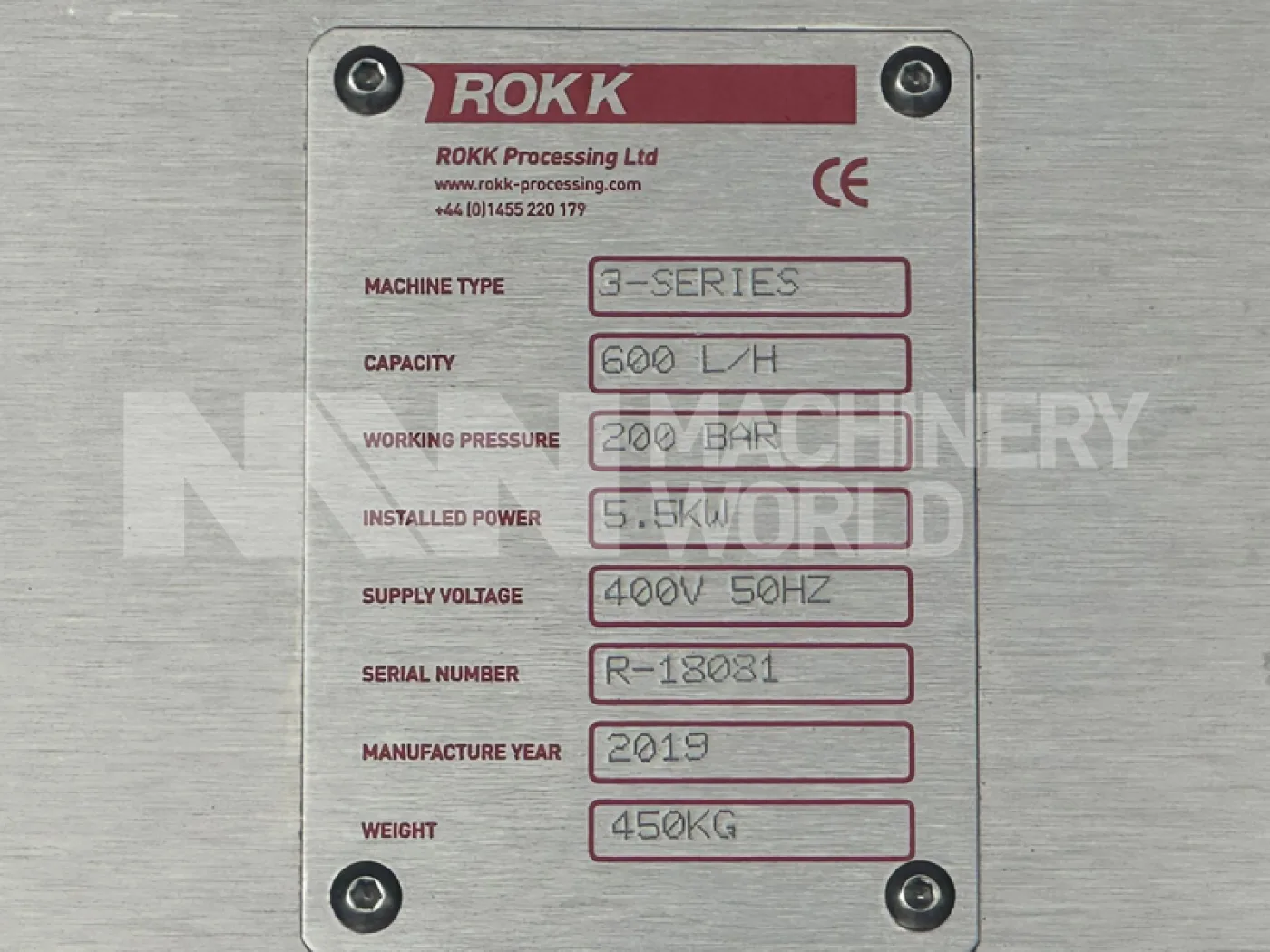 600 LPH ROKK 3-Series (200 Bar) High Pressure Homogeniser (Year 2019) - 8