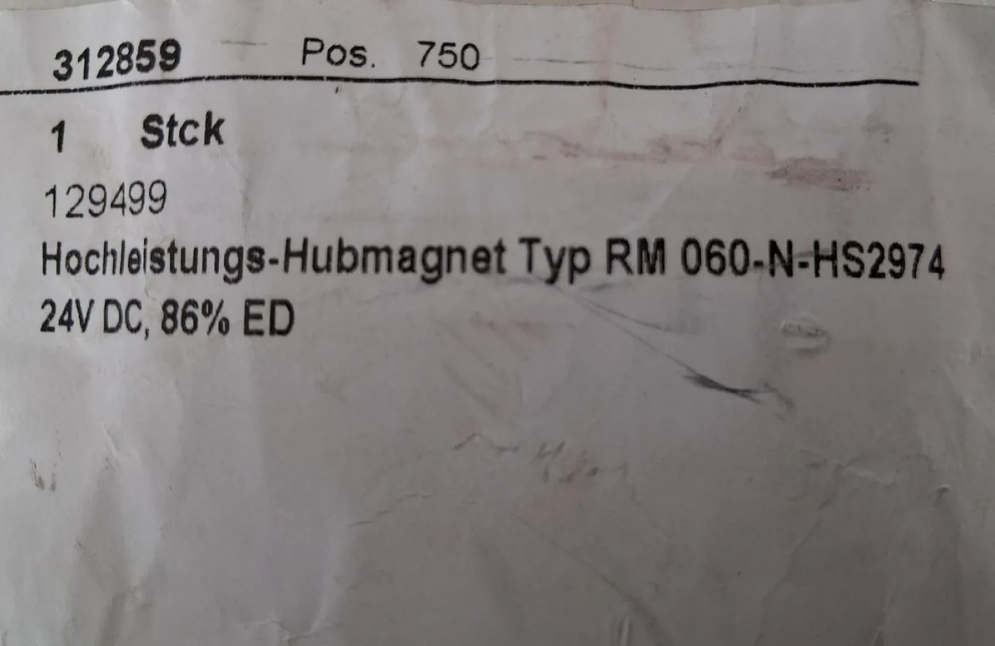 Kuhnke RM060-N-HS2974 Hochleistungs-Hubmagnet 24 VDC - 6