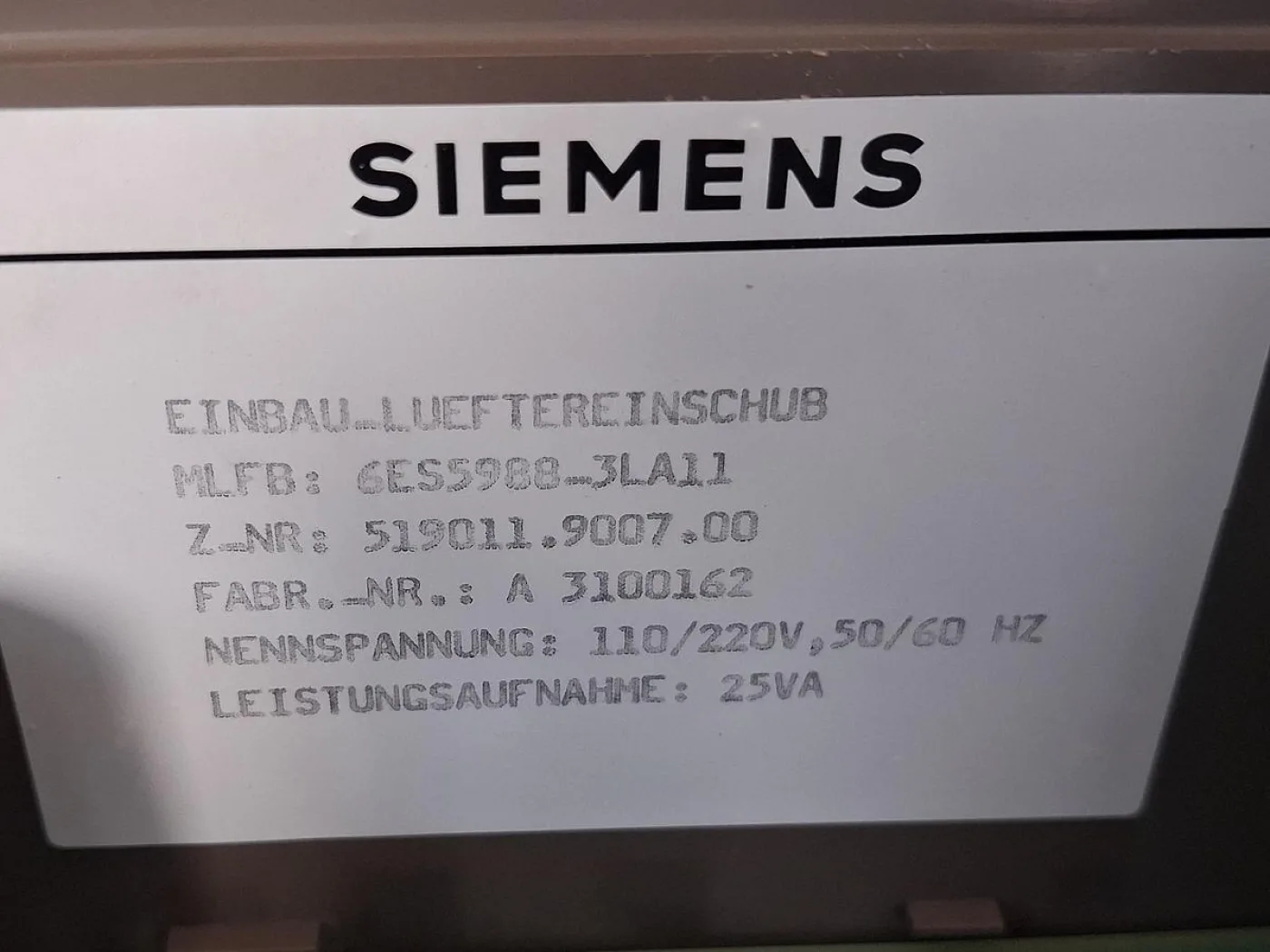 Siemens SIMATIC S5 6ES5988-3LA11 Einbau-Lüftereinschub - 6