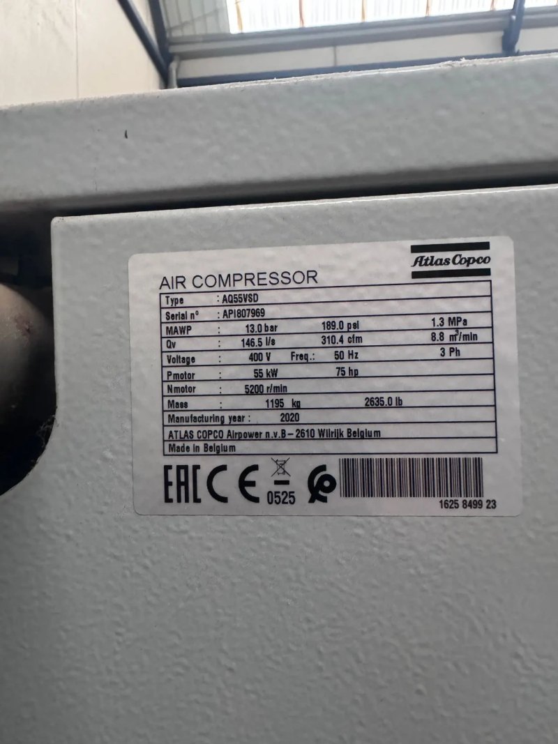 ATLAS AQ55VSD AIR COMPRESSOR 55 KW