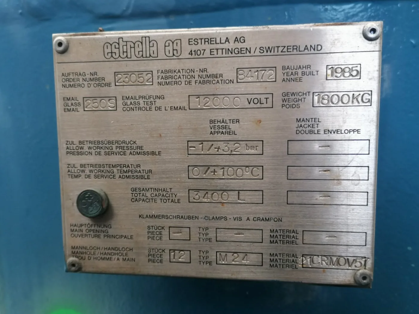 Estrella 3400 Ltr - Pressure vessel - 8