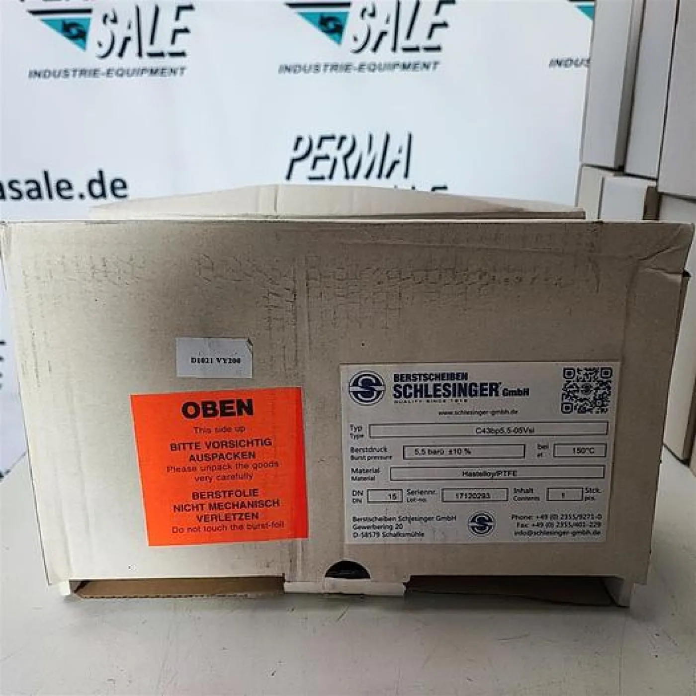 SCHLESINGER Berstscheiben C43bp5,5-05Vsi Berstdruck: 5,5 barü ±10% Hastelloy/PTFE DN15 - 2