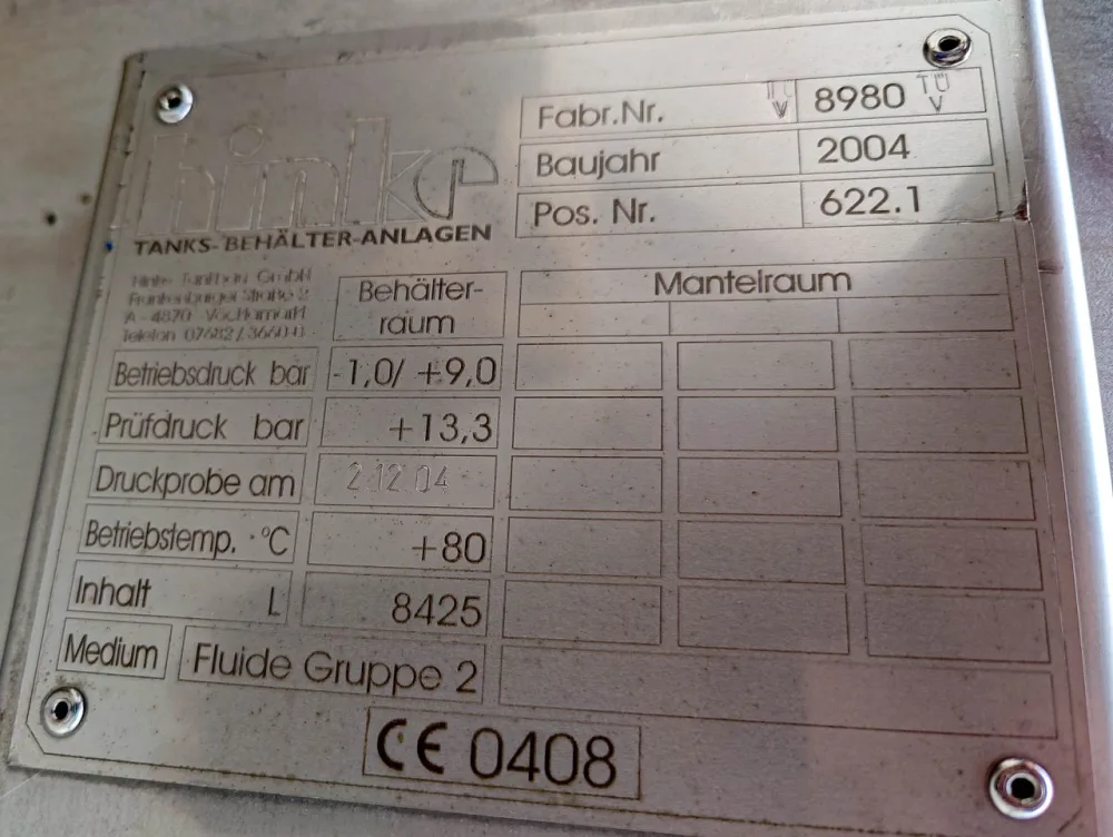 Hinke 8425 Ltr. - Extraction