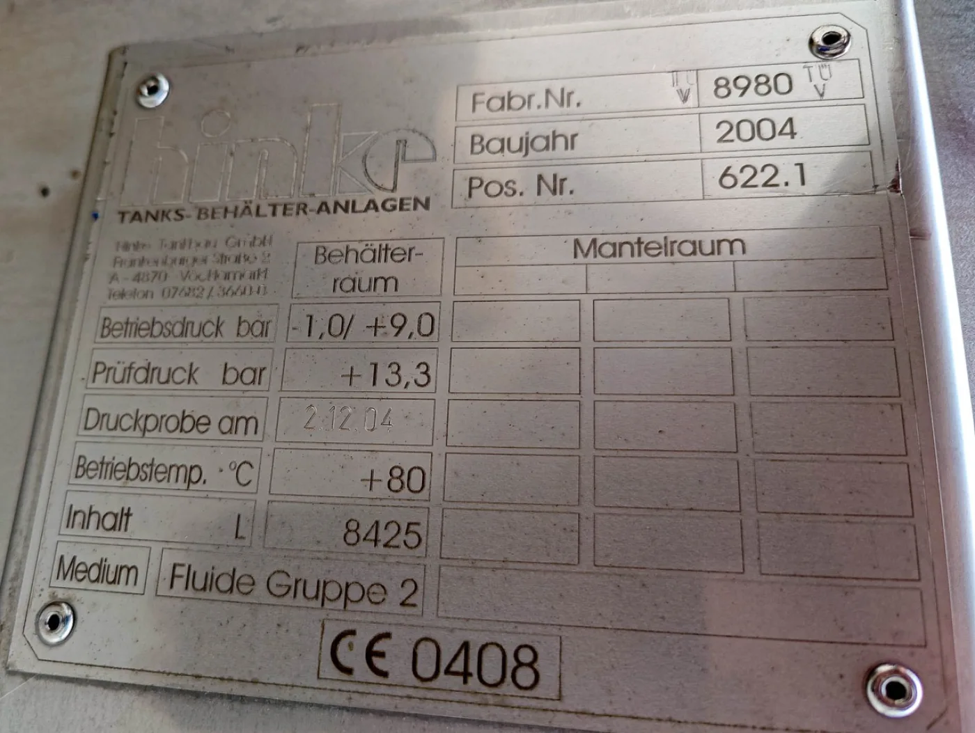 Hinke 8425 Ltr. - Extraction - 1