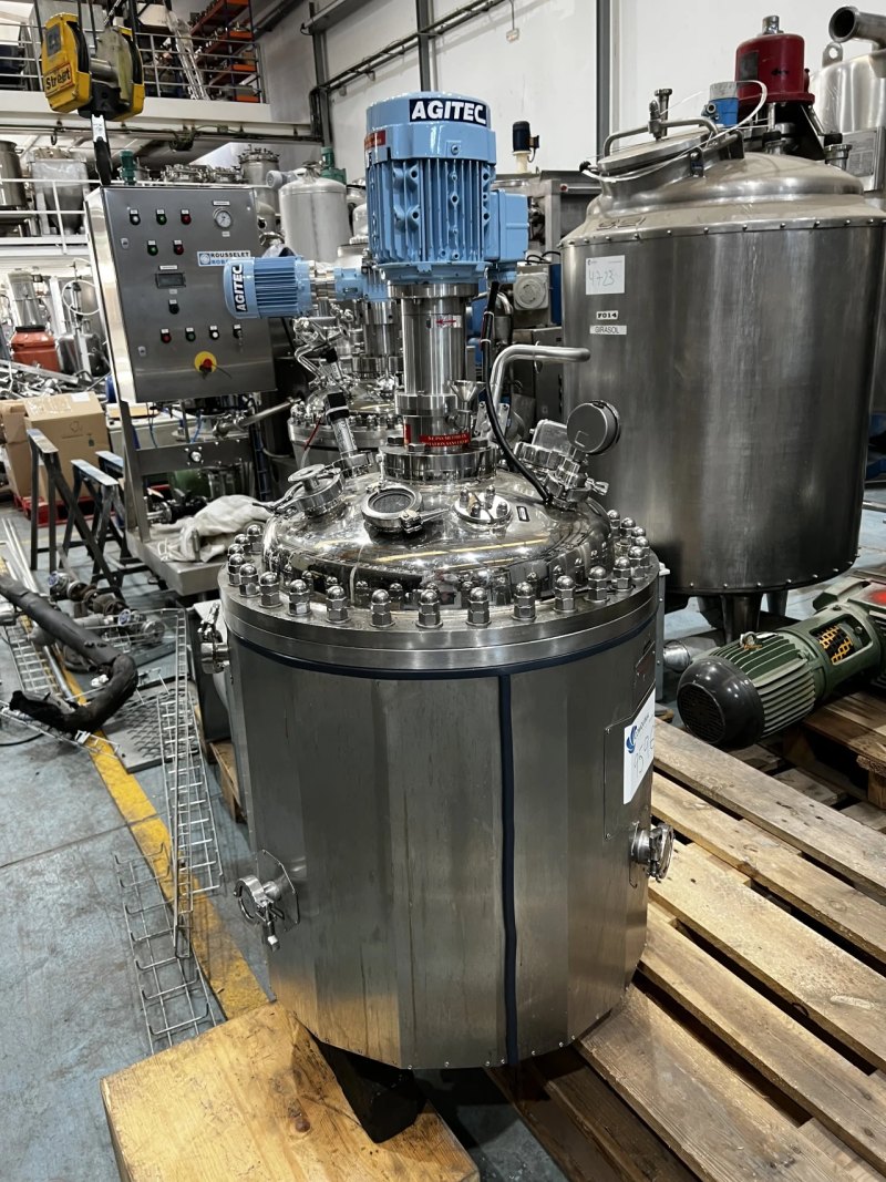 USED SOFAST STAINLESS STEEL 316L 130 LITER ASEPTIC REACTOR WITH JACKET, AGITATION AND HEATING