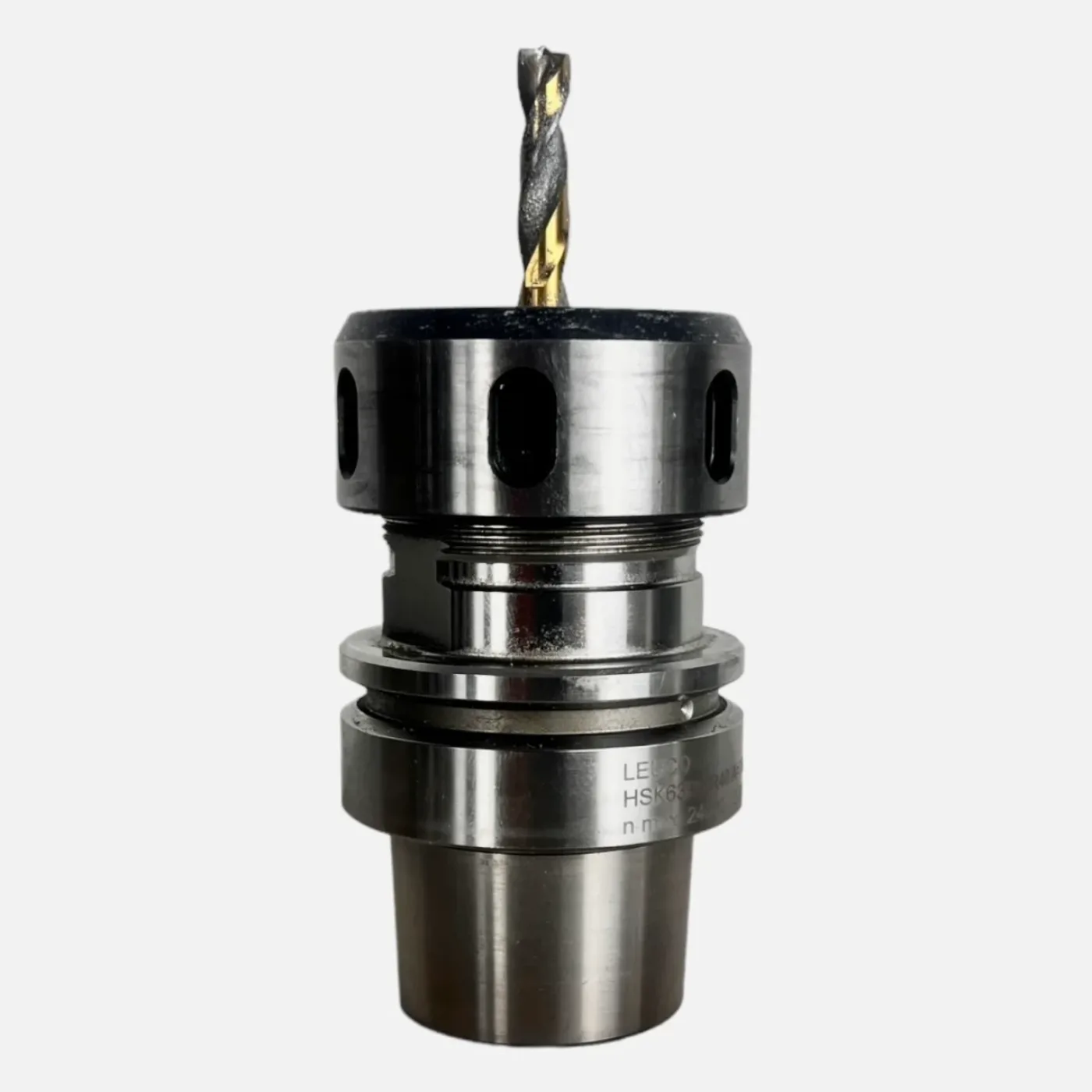 HSK 63 E ER 40 LEUCO Spannzangenfutter A=76 N=24.000 , 3-20 mm mit Fräser 8 mm NL= 38mm mit Beschichtung Art.-Nr. 6340838 - 1