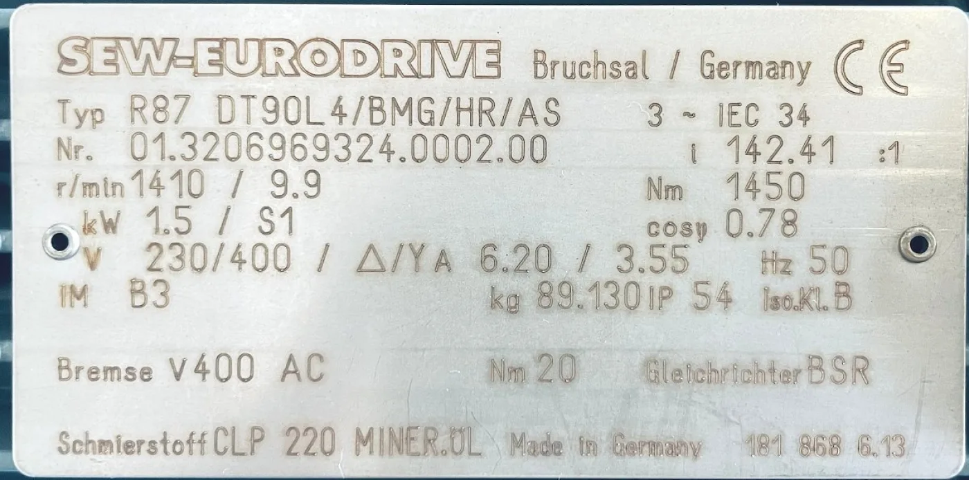 SEW-EURODRIVE Getriebemotor R87 DT90L4/BMG/HR/AS - 4