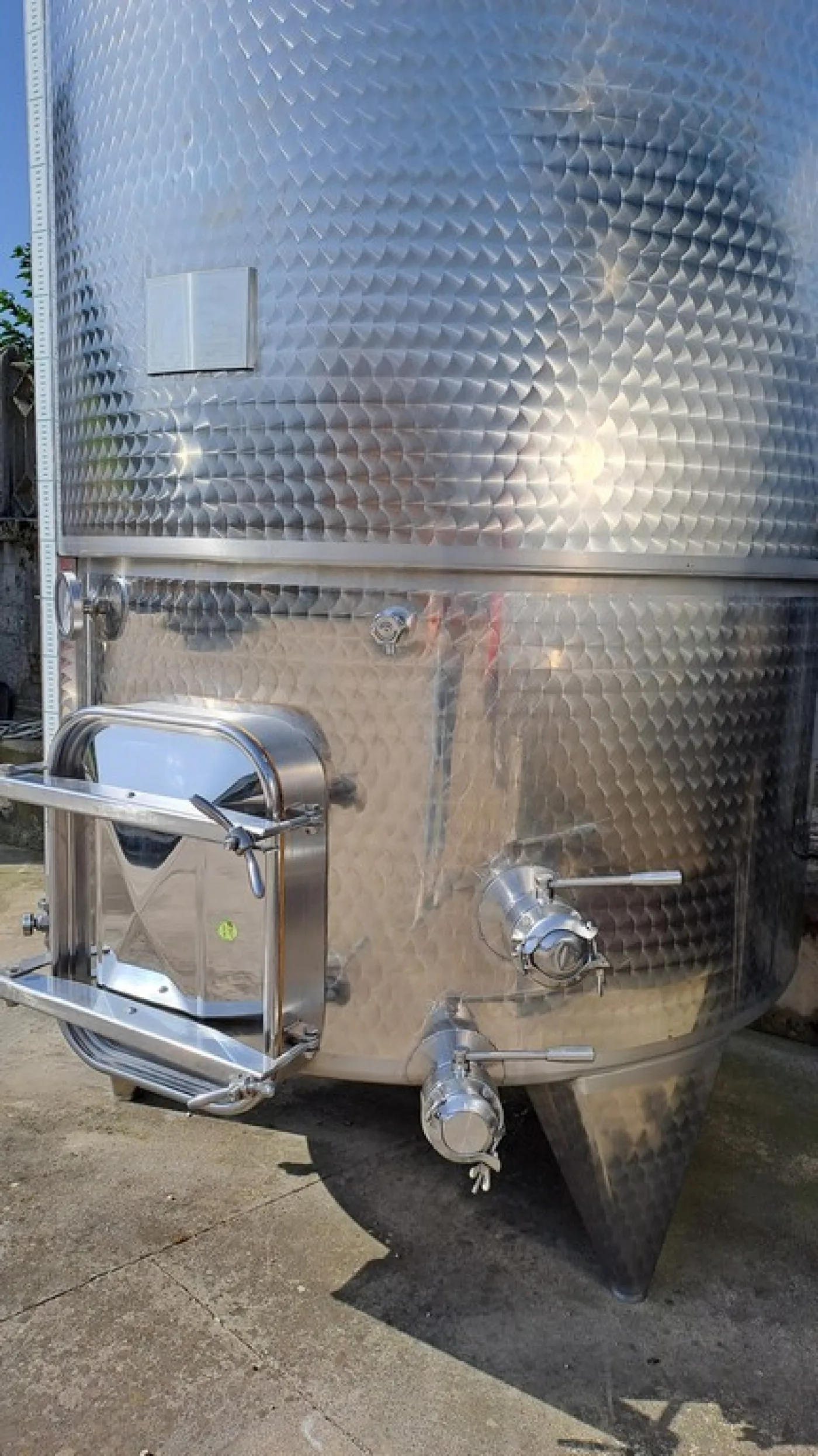 STAINLESS STEEL TANK, CAPACITY LITERS 3800 (HL 38) ABOUT, INCLINED FLAT BOTTOM WITH INSULATED BAND, WINEMAKING MODEL, SECOND-HAND EQUIPMENT - 6