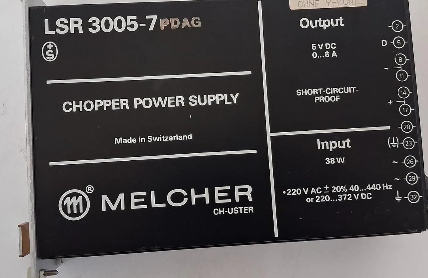 Melcher LSR 3005-7PDAG Chopper Power Supply - 6