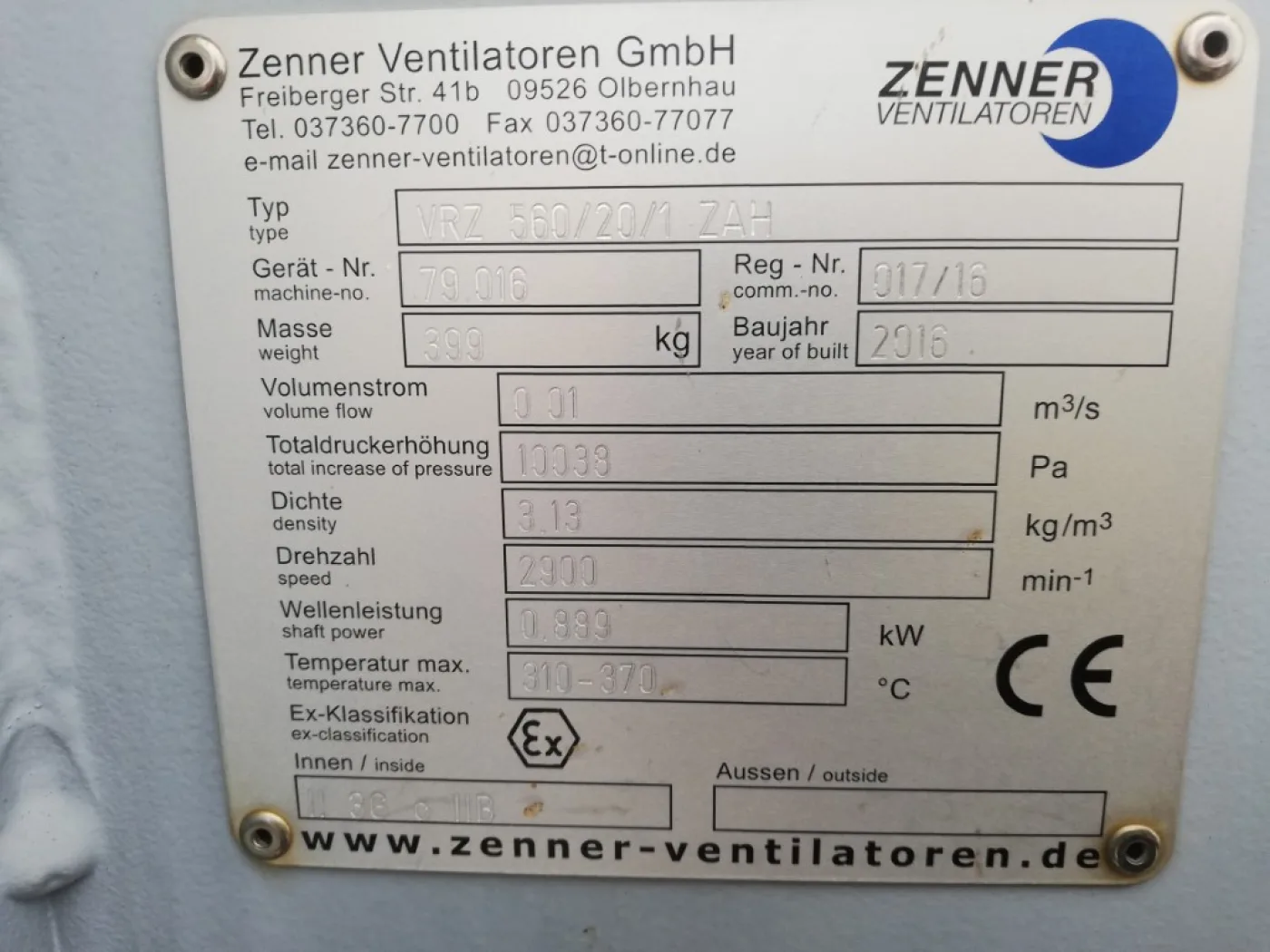 Zenner Ventilatoren GmbH VRZ 560/20/1 ZAH high temperature - Blower - 6