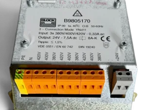 BLOCK Dreiphasen-Steuertransformator 24V DC 7,5A Art.-Nr. B9805170