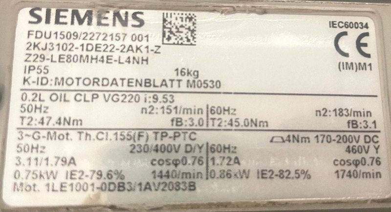 Siemens Getriebemotor Z29-LE80MH4E-L4NH