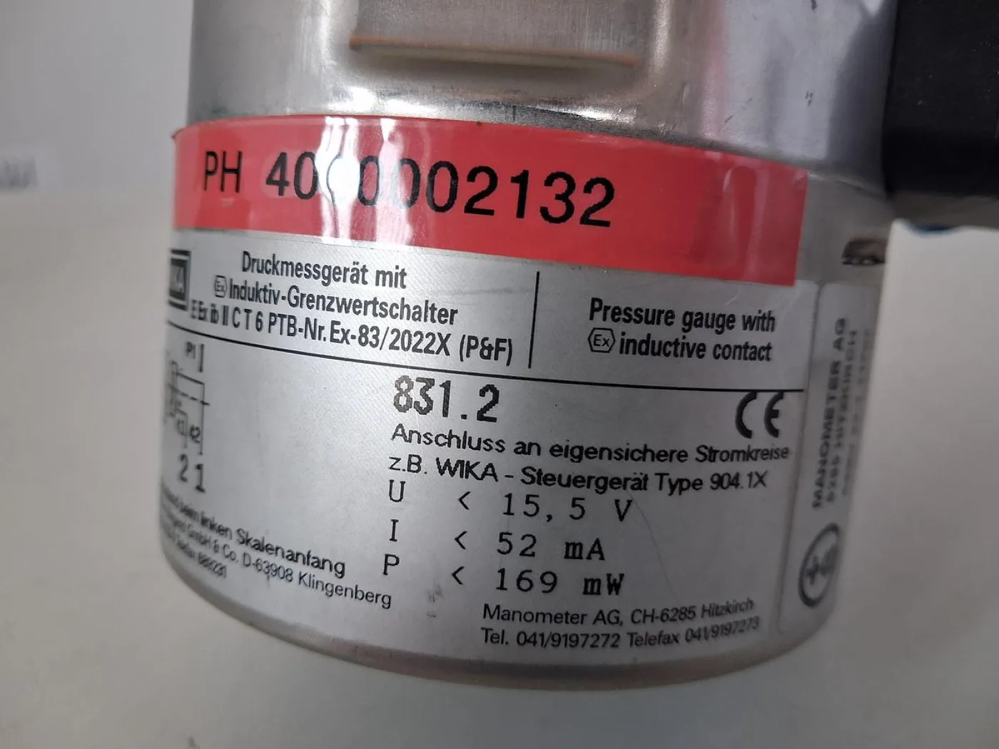 WIKA 831.21 Druckmessgerät mit induktivem Grenzwertschalter 0–10 bar - 8