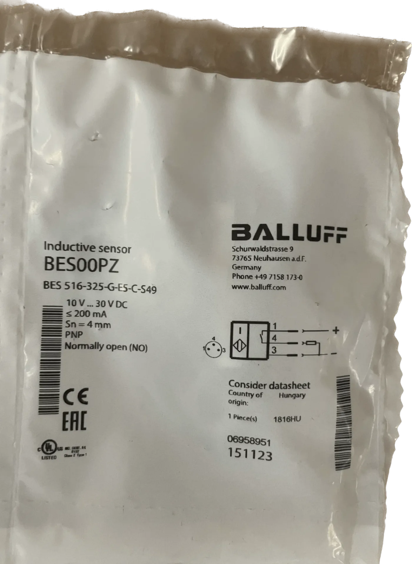 BALUFF Induktive Standardsensoren mit Vorzugstypen BES 516-325-G-E5-C-S49 - 2