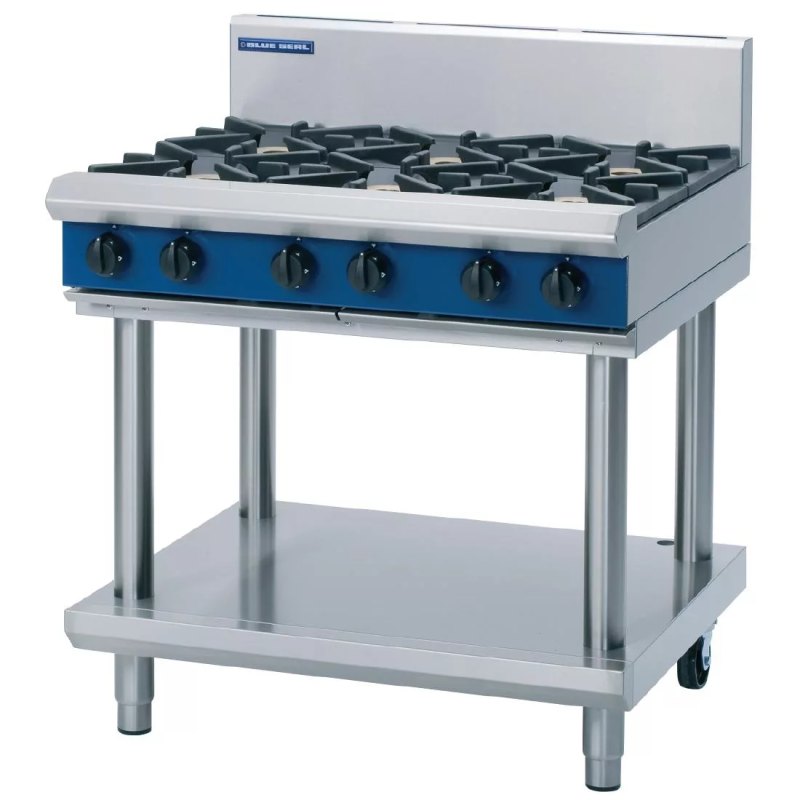 Blue Seal Evolution Cooktop 6 Open Burners LPG on Stand 900mm G516D-LS/L - islandcatering