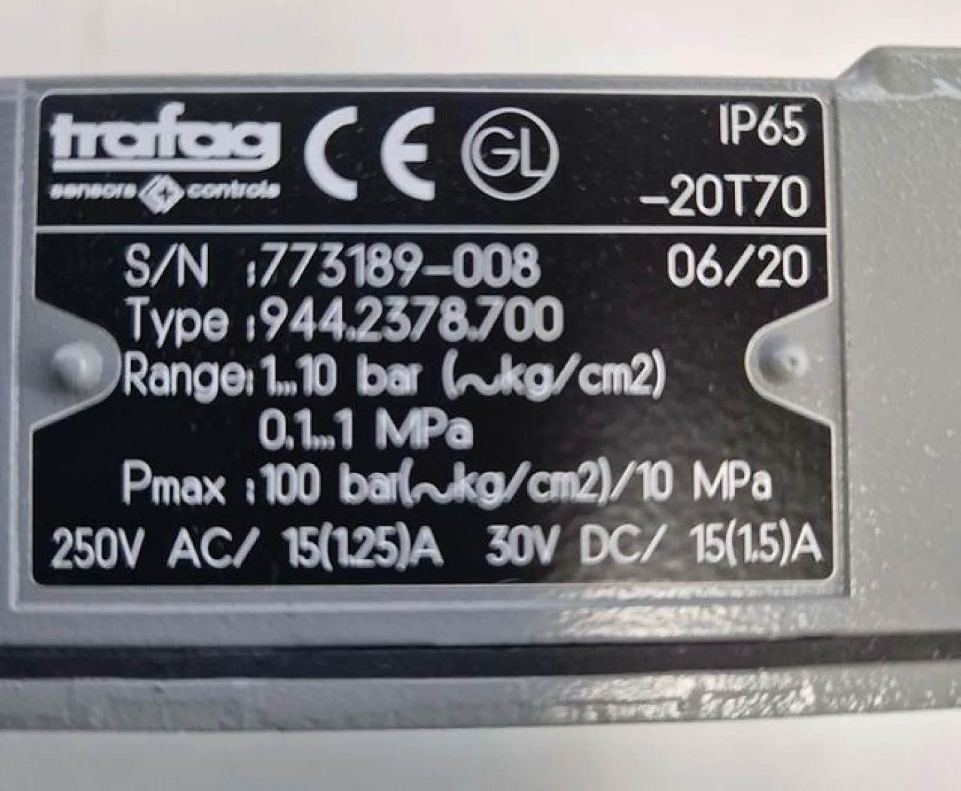 Trafalg Kolben Pressostat PK10 - Typ 944.2378.700 - 4
