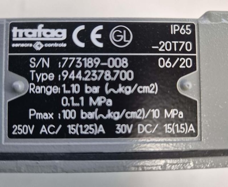 Trafalg Kolben Pressostat PK10 - Typ 944.2378.700