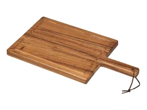 Tala Large Chunky Handled Board w Groove & Leather Tie in Lacquered Acacia - islandcatering