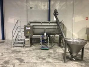Linea de llenado, mezclado y dosificado de polvo en sacos de entre 5 a 50 kg acero inoxidable