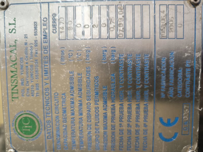 TANK TINSMACAL STAINLESS STEEL 1470 LITRES WITH AGITATION