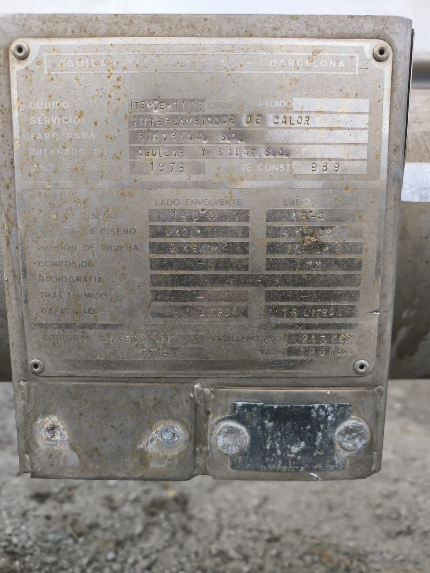 TUBULAR HEAT EXCHANGER STAINLESS STEEL 2.2 M2 AGUILAR Y SALAS - 6