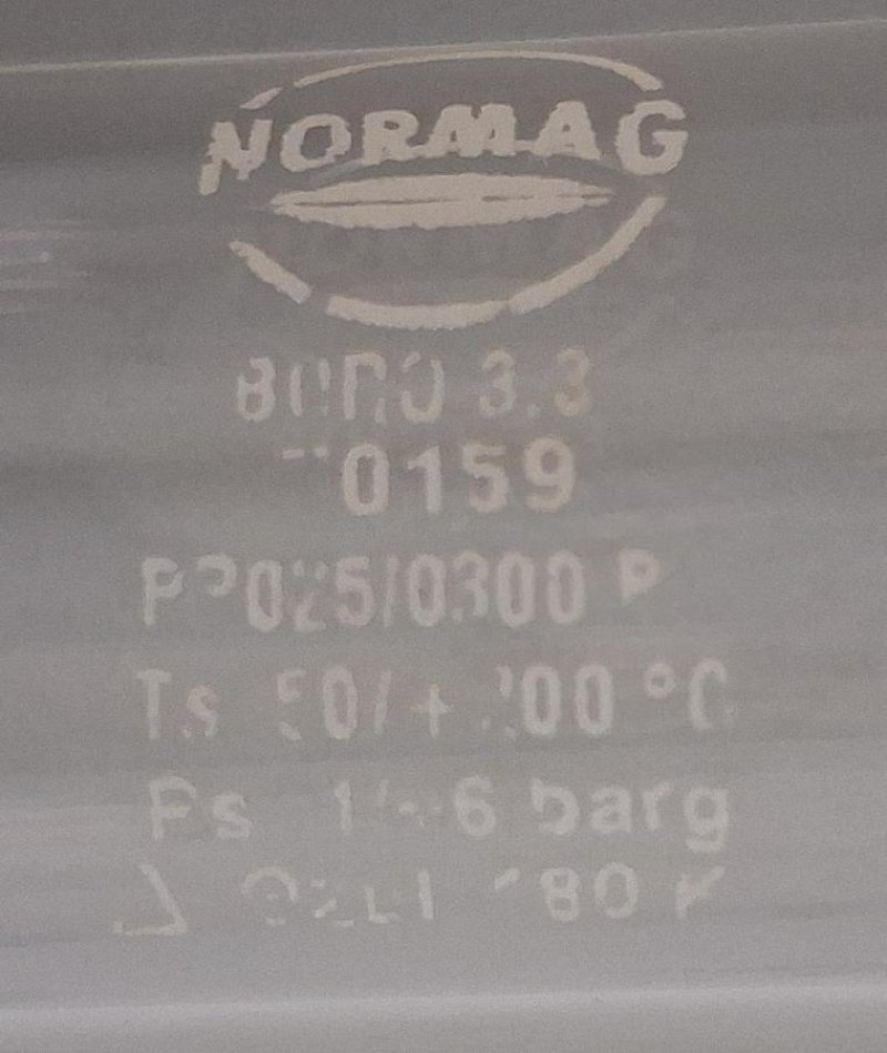 Normag Rohr DN 25, Länge 300 mm – Typ PF Borosilikatglasrohr