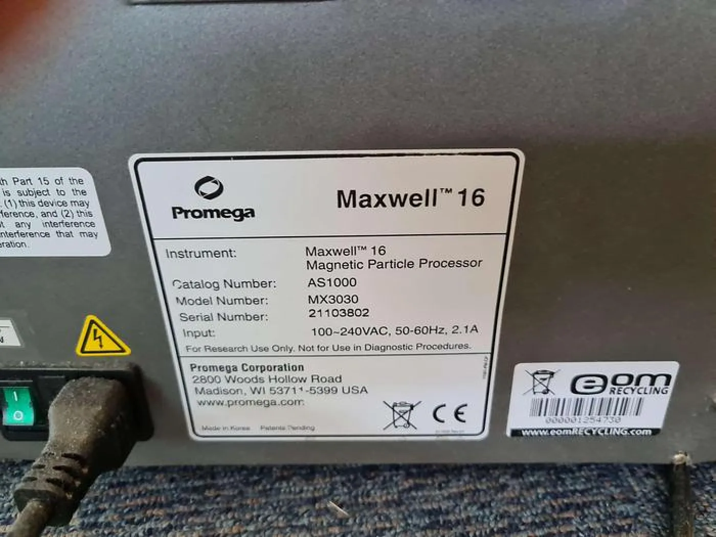 Promega Maxwell 16 MX3030 Magnetic Particle Processor - 3