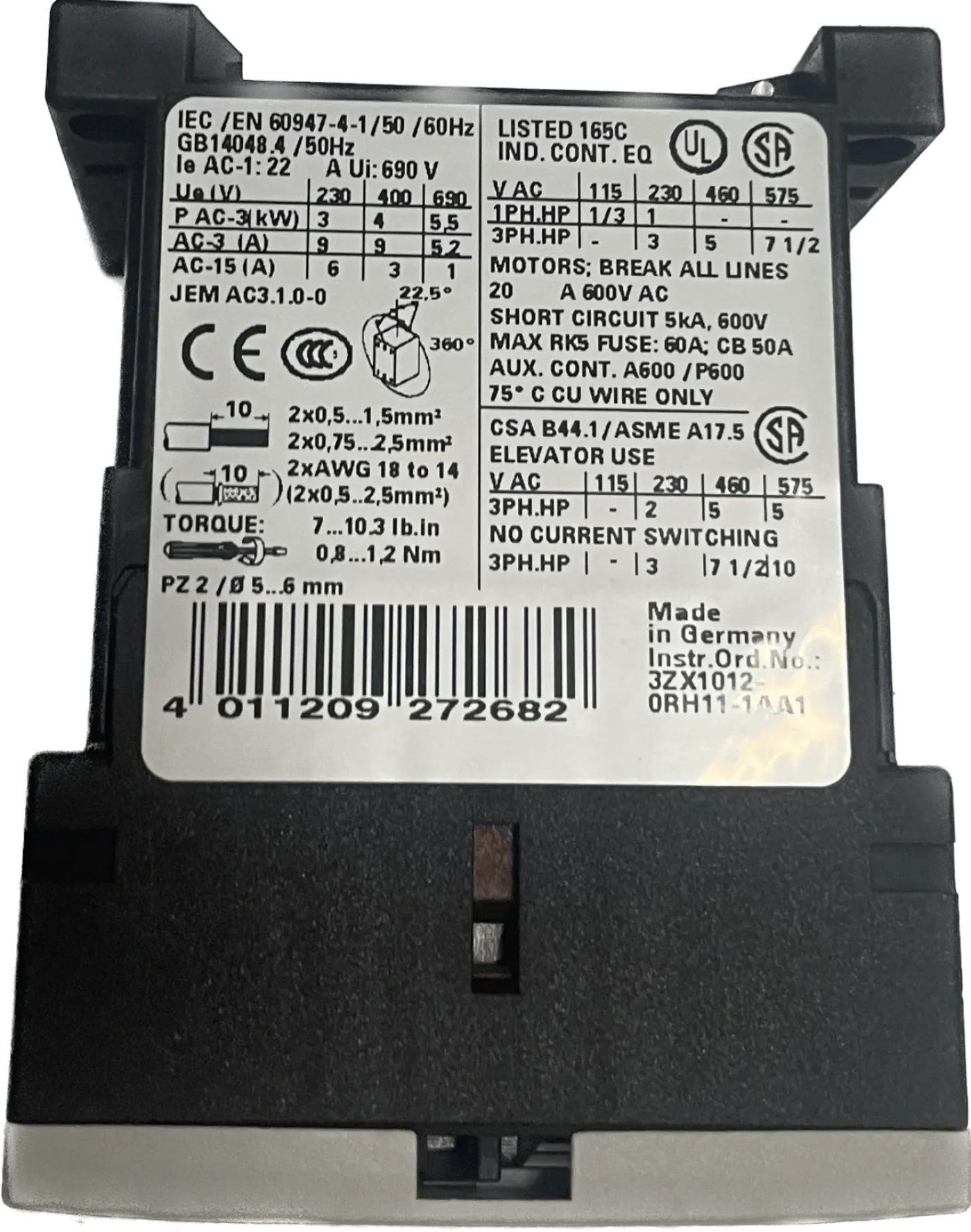 Siemens Leistungsschütz 3RT1016-1AP01 - 3
