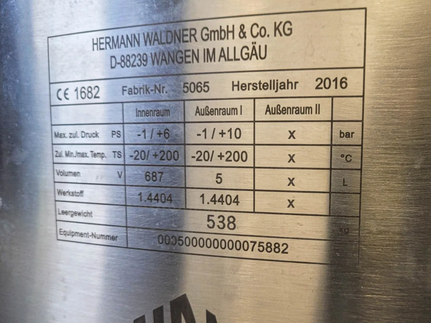 Hermann Waldner 500l (Pharma execution & unused) - Bioreactor - 8