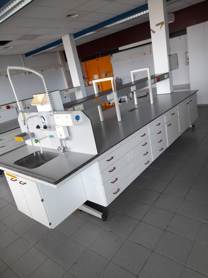 Used laboratory island tables from SplusB