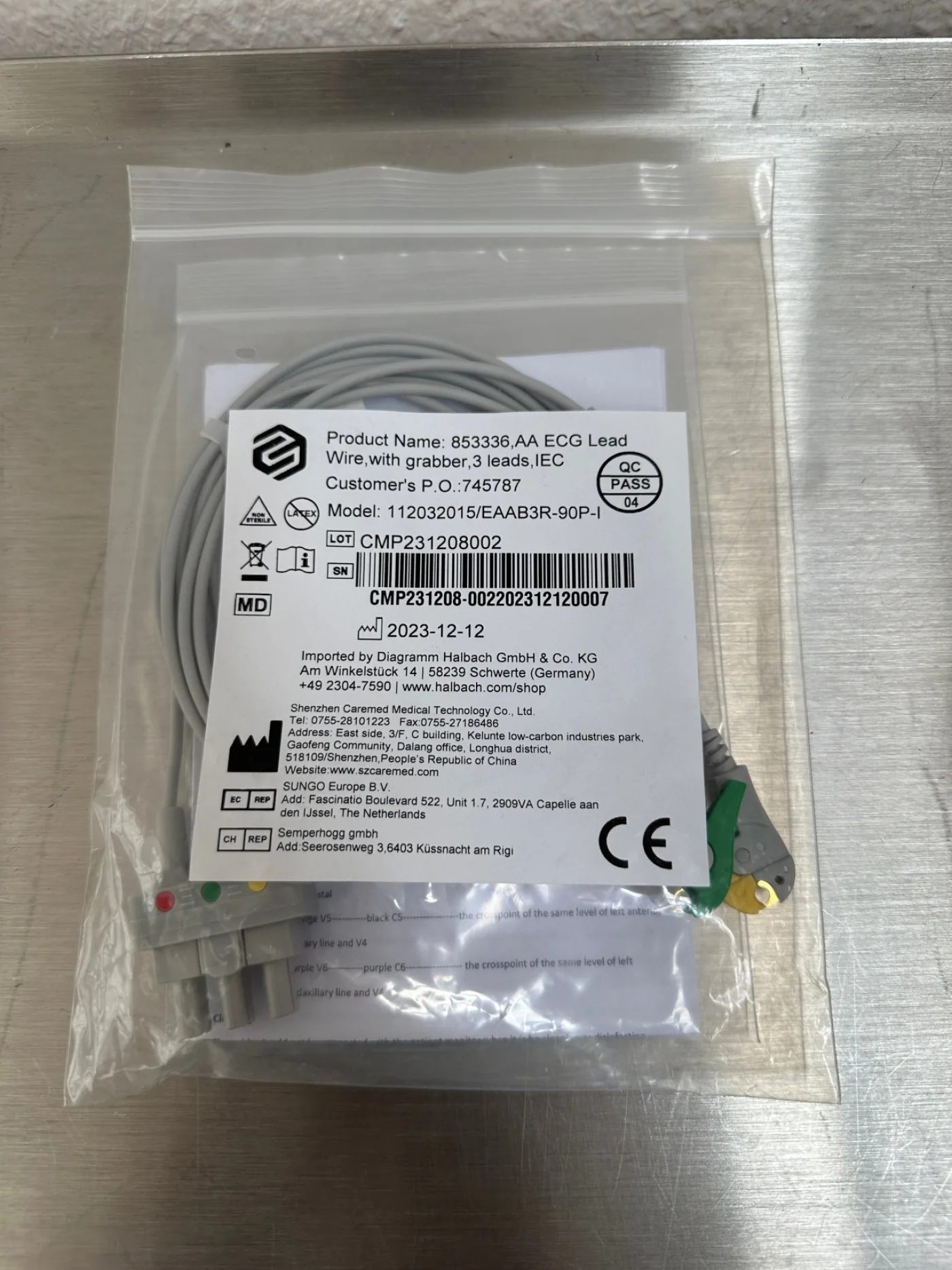 Halbach GmbH 112032015 EAAB3R-90P- EKG-Patientenkabel - 2
