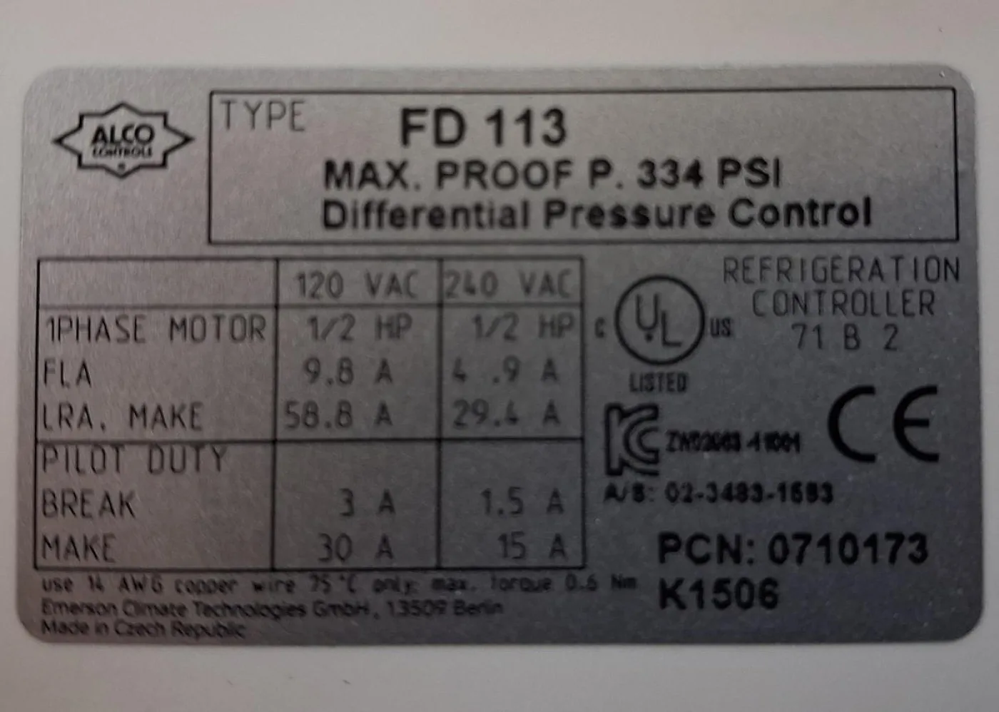 ALCO FD113 Differenzdruckschalter / Differential Pressure Control - 8
