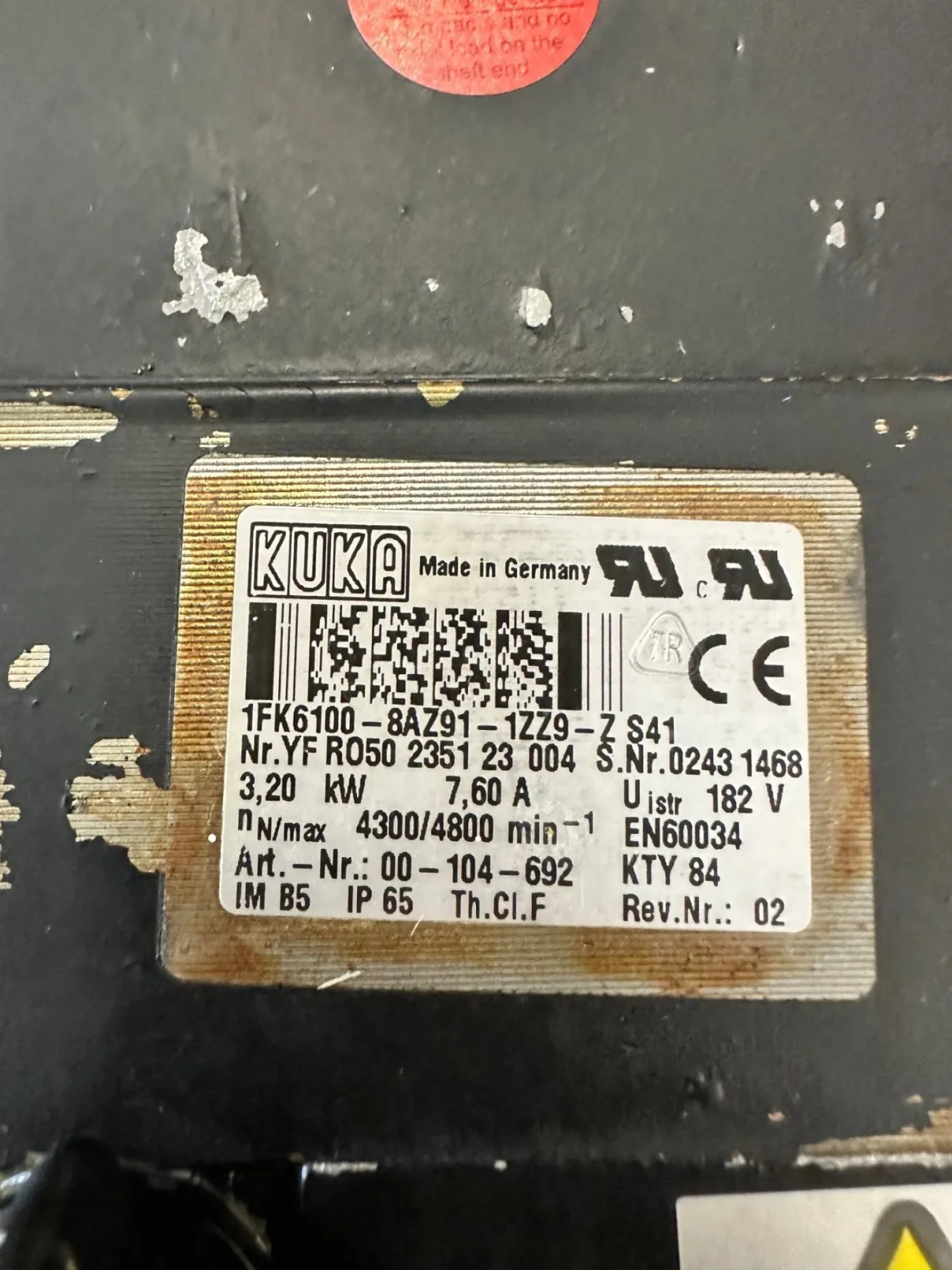 Kuka Servomotor 1FK6100-8AZ91-1ZZ9-Z541 - 2