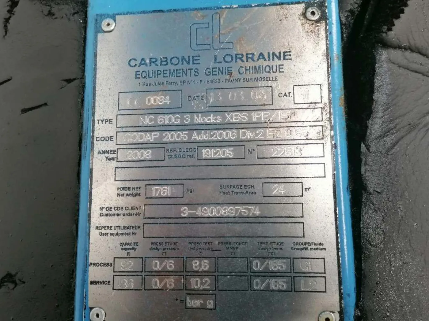 Le Carbone-Lorraine Polybloc NC610G (24 m2) - Shell and tube heat exchanger - 8
