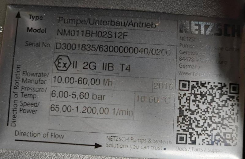Netzsch Exzenterschneckenpumpe NM011BH02S12F mit Motor