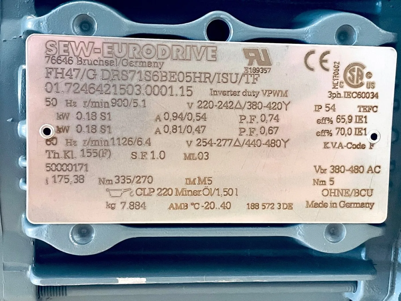 SEW-EURODRIVE Getriebemotor FH47/GDRS71S6BE05HR/ISU/TF - 5