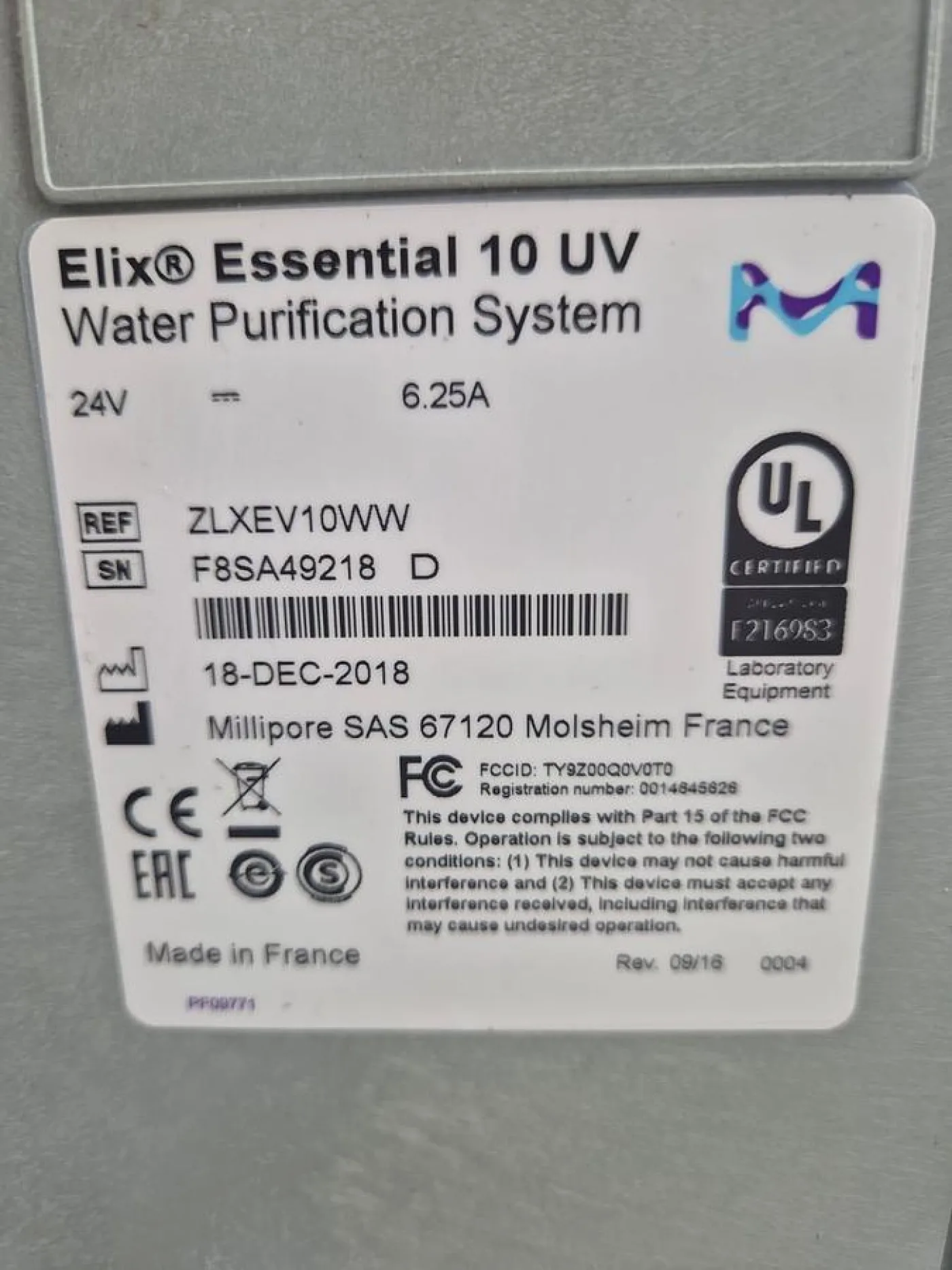 Millipore Elix Essential 10 UV Water Purification System - 6