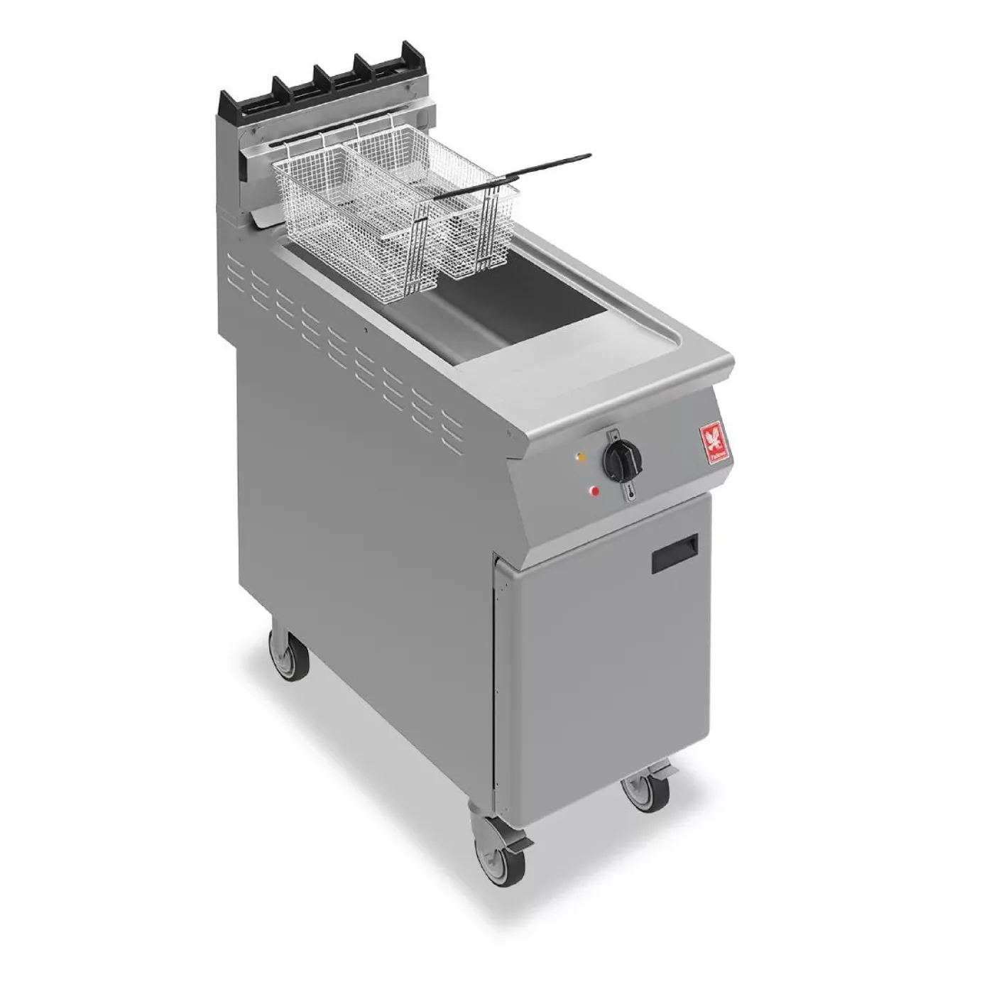 Falcon F900 Single Tank Twin Basket Free Standing Propane Gas Fryer on Castors G9341 - islandcatering - 1