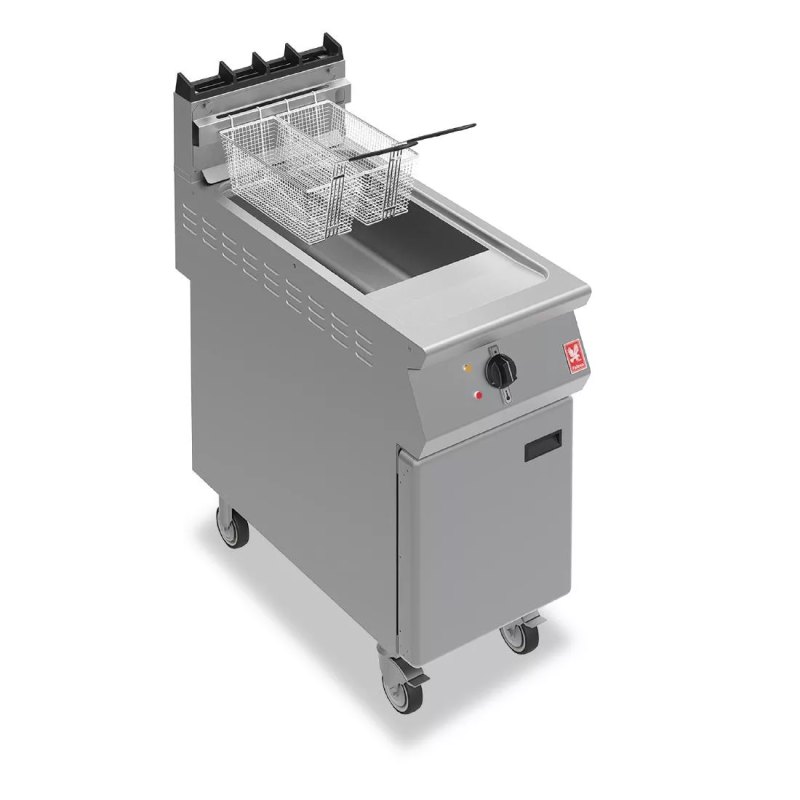Falcon F900 Single Tank Twin Basket Free Standing Propane Gas Fryer on Castors G9341 - islandcatering