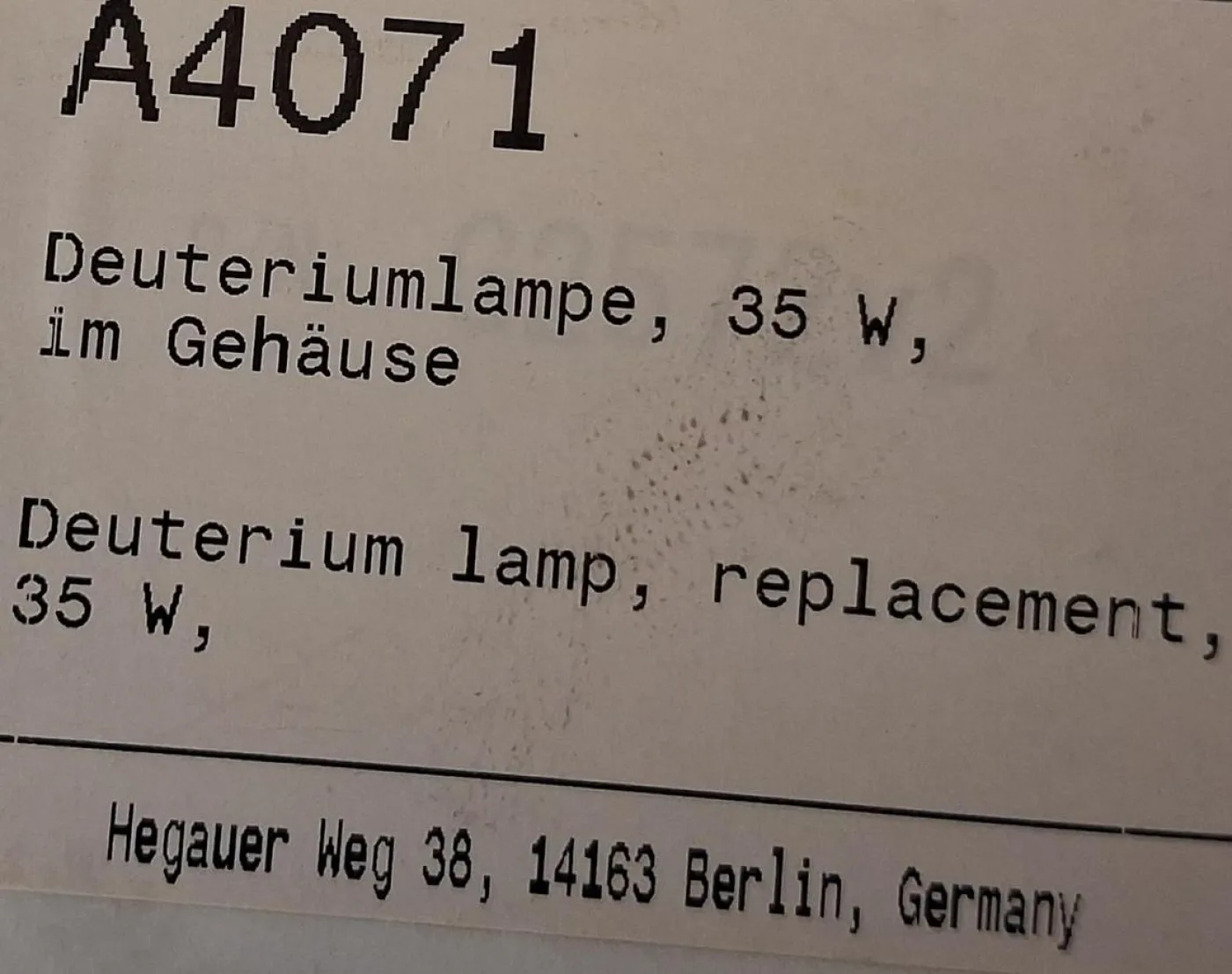 Knauer Deuteriumlampe 35 W G2572v2 ist ein Ersatzteil für UV-Spektrometer - 5