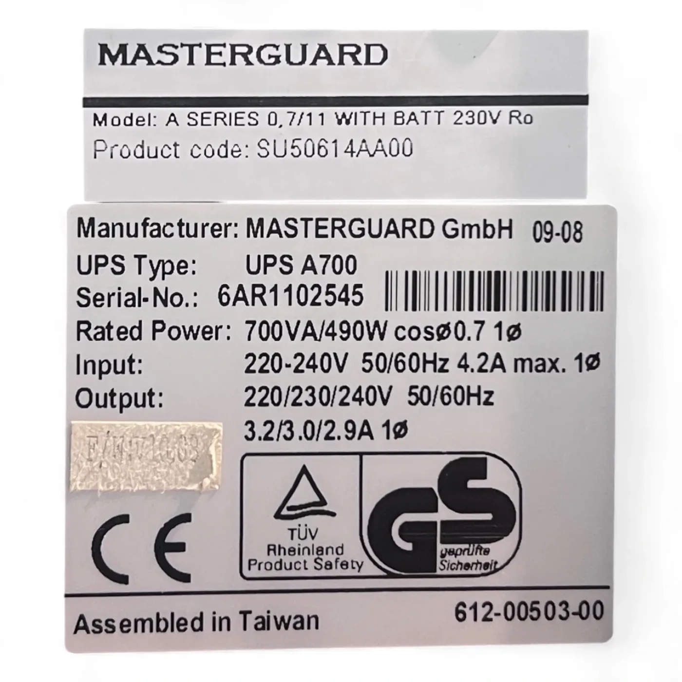 HOMAG MASTERGUARD UPS Modul A700 mit 700 VA Ausgangsleistung Art.-Nr. SU50614AA00 - 8