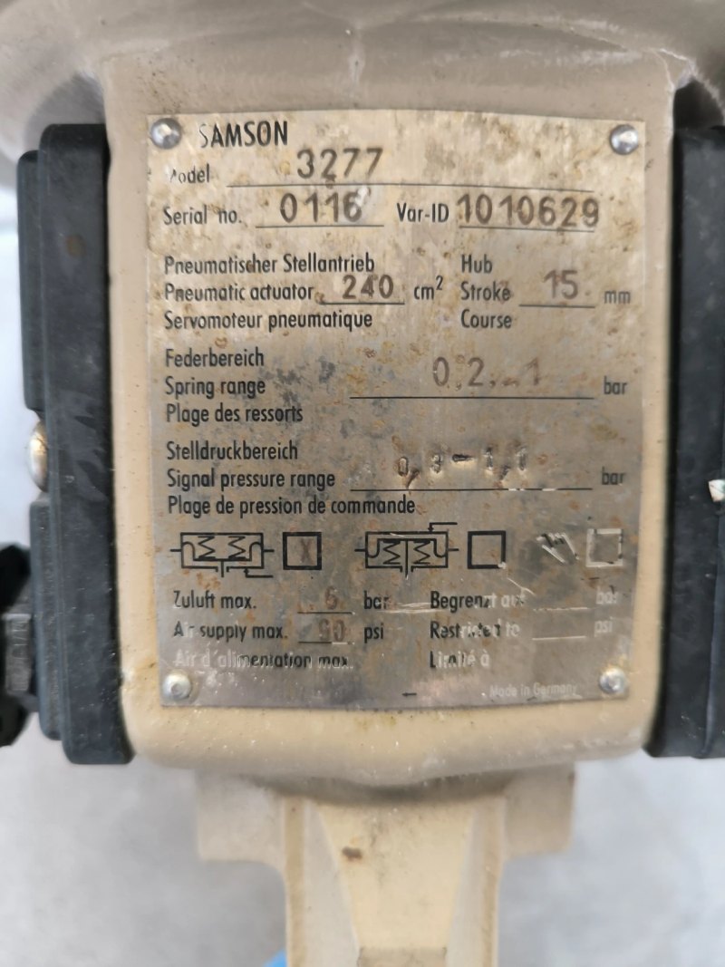 PROPORTIONAL CONTROL VALVE SAMSON DN25 PN16 CAST IRON WITH PNEUMATIC ACTUATOR 324102