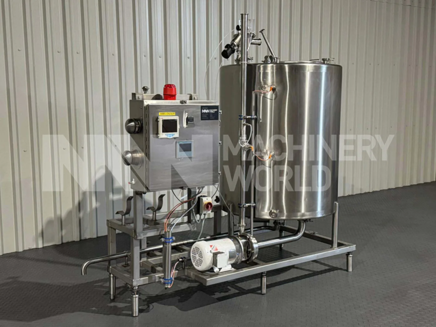 750 Litre Single CIP Cold Wash Tank with 3HP Centrifugal Pump mounted on Skid - 3